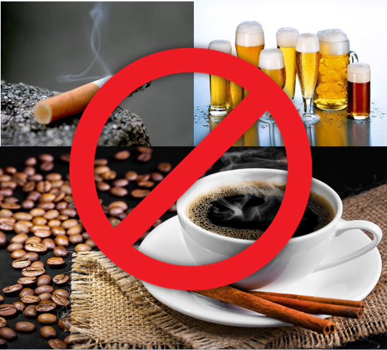 Hình minh họa tránh cà phê, rượu bia