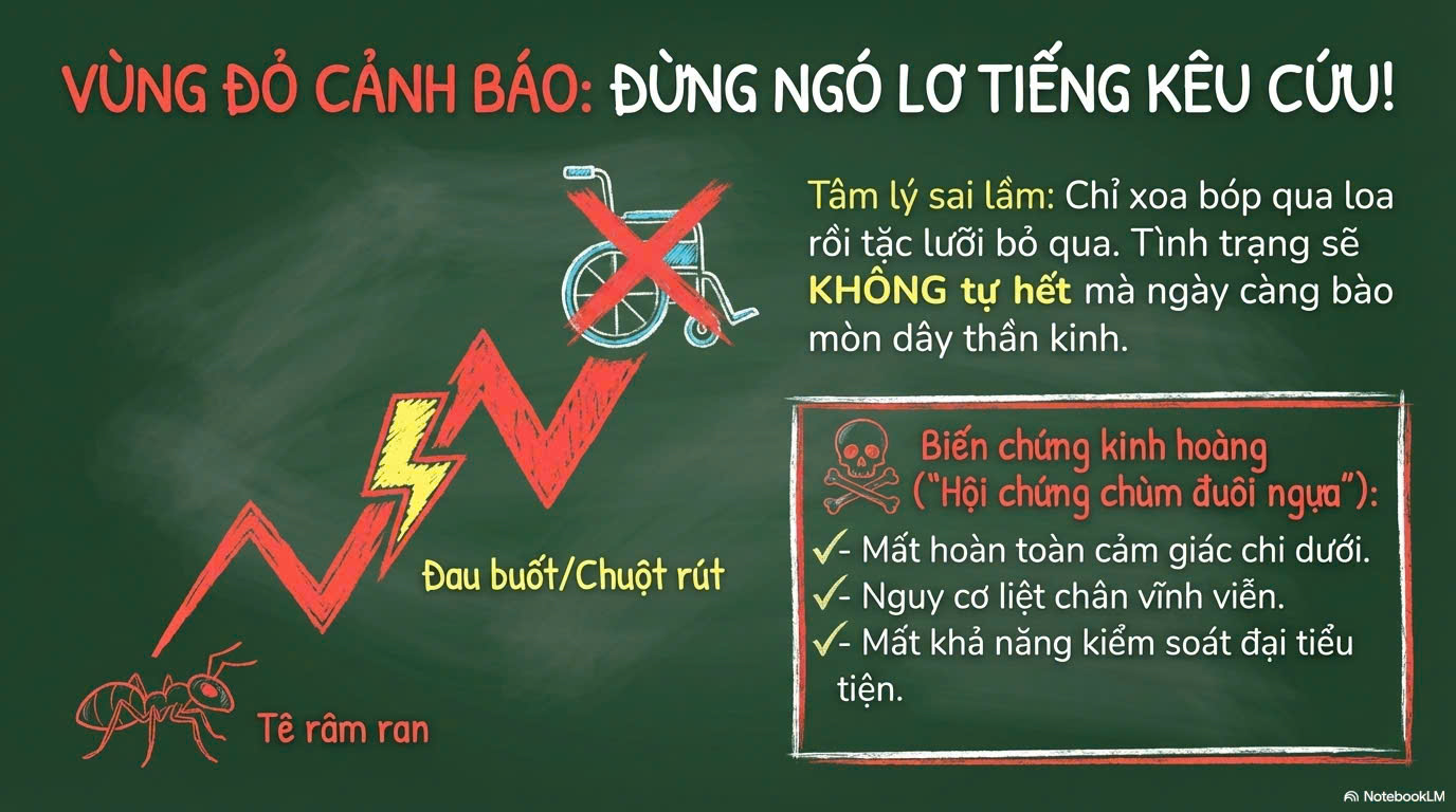Vùng đỏ cảnh báo: Từ tê bì đến liệt chi 