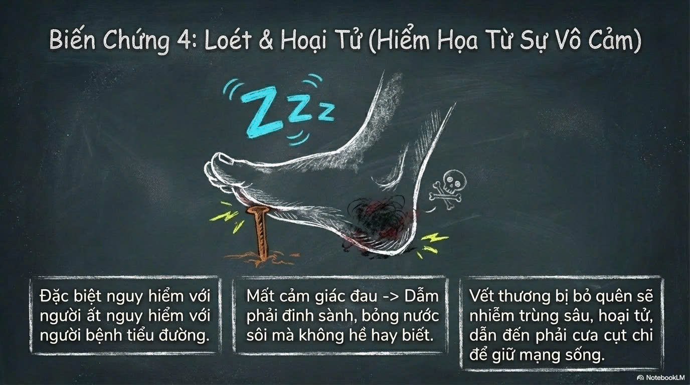 Loét và hoại tử biến chứng nghiêm trọng của tê bì tay chân 